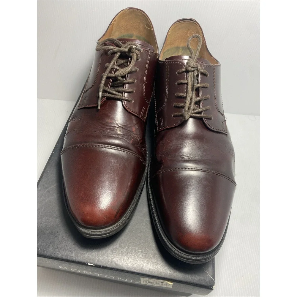 Bostonian Cap Toe Derby Dress Shoes Men's Size 9.5M Burgundy Leather —A